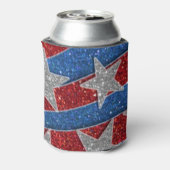 Rood Wit Blauw Glitter Amerikaanse Vlag Sterren St Blikjeskoeler (Blikje Achterkant)