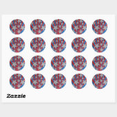 Rood Wit Blauw Glitter Amerikaanse Vlag Sterren St Ronde Sticker (Vel)
