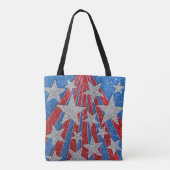 Rood Wit Blauw Glitter Amerikaanse Vlag Sterren St Tote Bag (Achterkant)