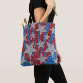 Rood Wit Blauw Glitter Amerikaanse Vlag Sterren St Tote Bag (Dichtbij)