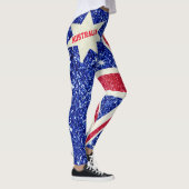 Rood Wit & Blauw Glitter, Australië Vlag Vrouwen Leggings (Rechts)