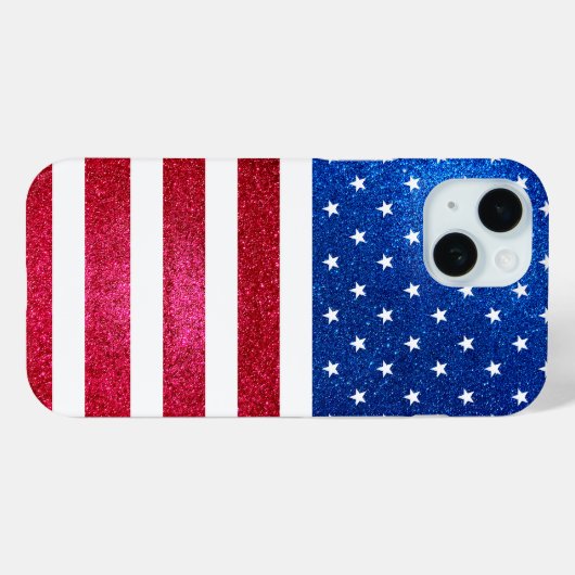 Rood Wit Blauw Glitter Patriottische Amerikaanse V Case-Mate iPhone Case (Achterkant (horizontaal))