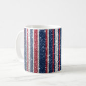 Rood-wit blauw glitter Stripes Trendy Sparkle Glam Koffiemok (Voorkant links)