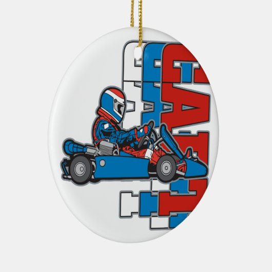 Rood, wit blauw Go Cart Keramisch Ornament (Rechts)