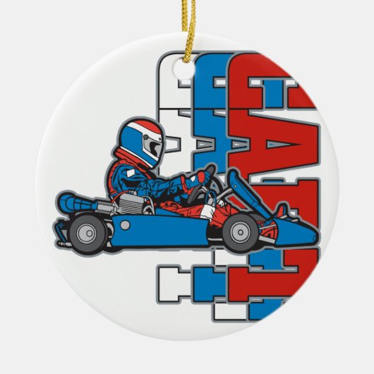 Rood, wit blauw Go Cart Keramisch Ornament (Voorkant)
