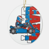 Rood, wit blauw Go Cart Keramisch Ornament (Links)
