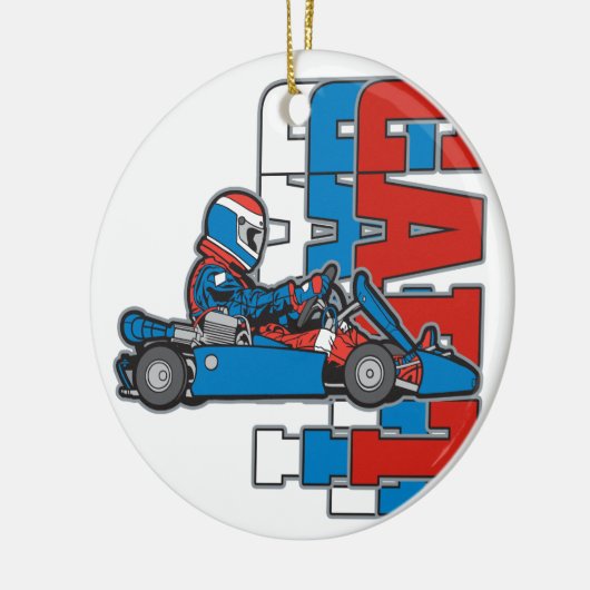 Rood, wit blauw Go Cart Keramisch Ornament (Links)