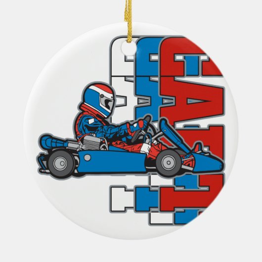 Rood, wit blauw Go Cart Keramisch Ornament (Achterkant)