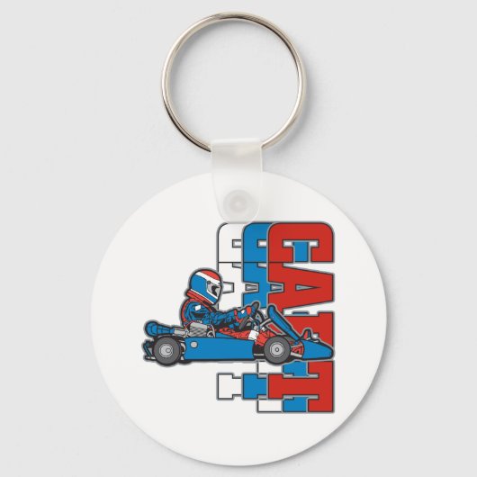 Rood, wit blauw Go Cart Sleutelhanger (Voorkant)