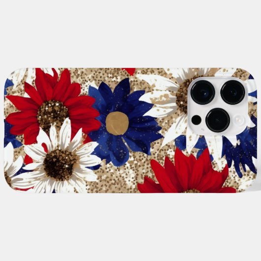 ROOD WIT BLAUW GOUD GLITTER LOOK ZONNEBLOEMEN Case-Mate iPhone CASE (Achterkant (horizontaal))