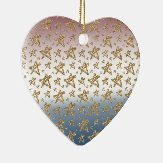 Rood Wit Blauw Goud Glitter Sterren Keramisch Ornament (Rechts)
