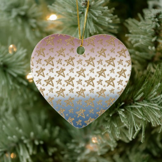 Rood Wit Blauw Goud Glitter Sterren Keramisch Ornament (Boom)