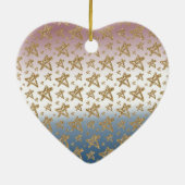 Rood Wit Blauw Goud Glitter Sterren Keramisch Ornament (Achterkant)