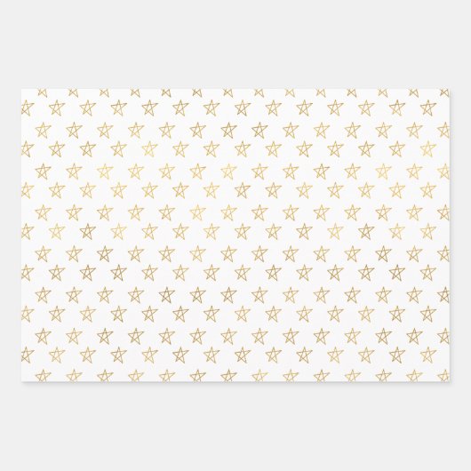 Rood Wit Blauw Goud Sterren Schijnen Helder Inpakpapier Vel (Voorkant 2)