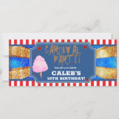 Rood Wit Blauw Gouden Carnaval Feest Ticket Kaart (Voorkant)