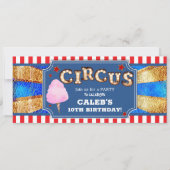 Rood Wit Blauw Gouden Circus Party Ticket Kaart (Voorkant)