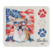 Rood Wit Blauw Grappig Cool Chihuahua Amerikaanse Snijplank (Voorkant)