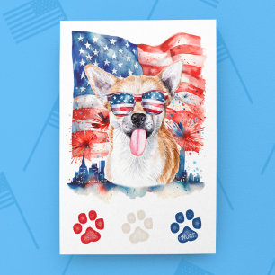 Rood Wit Blauw Grappige Chihuahua Hond 4 Juli Feestdagenkaart