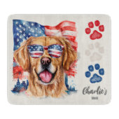 Rood Wit Blauw Grappige Goudkleurige Retriever Hon Snijplank (Voorkant)