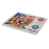 Rood Wit Blauw Grappige Goudkleurige Retriever Hon Snijplank (Hoek)