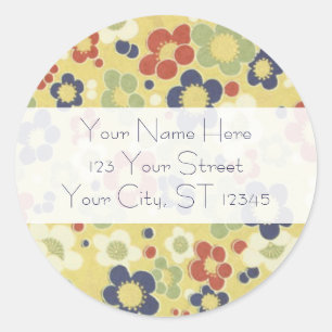 Rood, Wit, Blauw & Groen Geel Bloemen Ronde Sticker