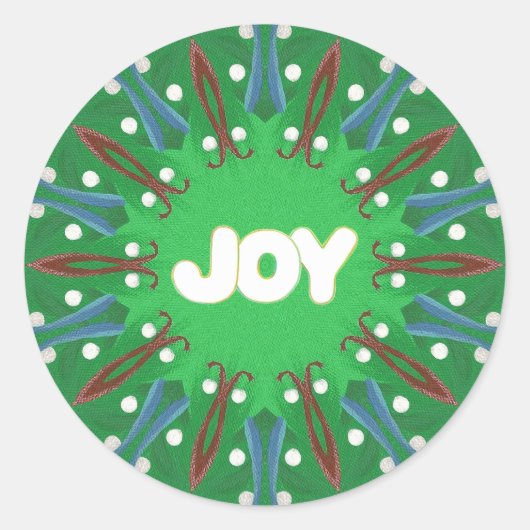 Rood Wit Blauw Groen Vreugde Kaleidoscoop Patriott Ronde Sticker (Voorkant)