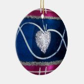 Rood Wit Blauw Hart Glas Kerst Keramisch Ornament (Rechts)