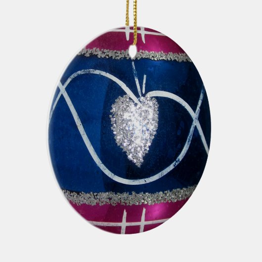  Rood Wit Blauw Hart Glas Kerst Keramisch Ornament (Rechts)