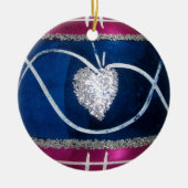  Rood Wit Blauw Hart Glas Kerst Keramisch Ornament (Voorkant)