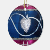 Rood Wit Blauw Hart Glas Kerst Keramisch Ornament (Links)