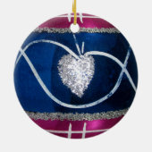Rood Wit Blauw Hart Glas Kerst Keramisch Ornament (Achterkant)