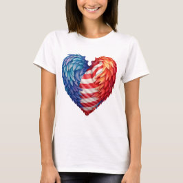 ROOD WIT BLAUW HARTVORMIGE VLAG MET VEREN T-SHIRT