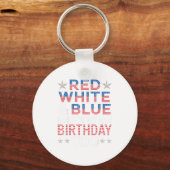 Rood Wit & Blauw Het Is Ook Mijn Verjaardag 4 Juli Sleutelhanger (Voorkant)