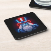 Rood Wit Blauw Hologram van USA Uncle Sam Bier Onderzetter (Linkerzijde)