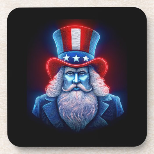 Rood Wit Blauw Hologram van USA Uncle Sam Bier Onderzetter (Voorkant)