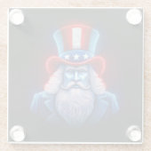 Rood Wit Blauw Hologram van USA Uncle Sam Glazen Onderzetter (Achterkant)