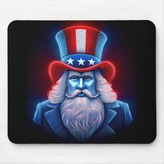 Rood Wit Blauw Hologram van USA Uncle Sam Muismat (Voorkant)