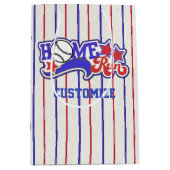 Rood Wit & Blauw Honkbal Thuisrun Gestreepte Medium Cadeauzakje (Voorkant)