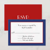 Rood, Wit, & Blauw Huwelijk RSVP-Kaart RSVP Kaartje (Voorkant / Achterkant)