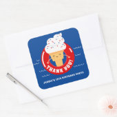 Rood Wit Blauw Ice Cream Pool Party Kinder Dank u Vierkante Sticker (Envelop)