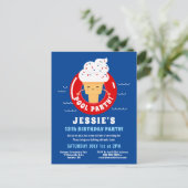Rood Wit Blauw Ijscrème Pool Party Kinder Zomer Uitnodiging Briefkaart (Staand voorkant)