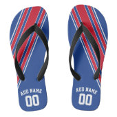 Rood Wit Blauw Jersey Stripes /Can Bewerk Achterkl Teenslippers (Voetbed)