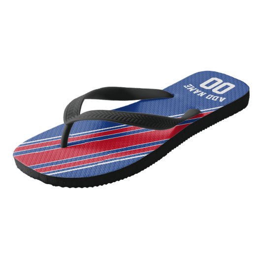 Rood Wit Blauw Jersey Stripes /Can Bewerk Achterkl Teenslippers (Schuin)