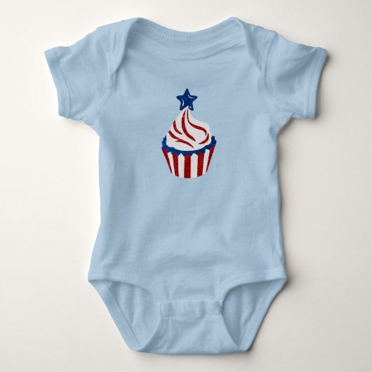 Rood, wit, blauw, juli 4 Cupcake Glitter Romper (Voorkant)