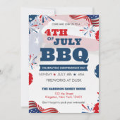 Rood Wit Blauw Juli 4de Feest BBQ Viering Kaart (Voorkant)