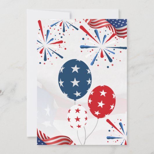 Rood Wit Blauw Juli 4de Feest BBQ Viering Kaart (Achterkant)