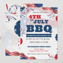 Rood Wit Blauw Juli 4de Feest BBQ Viering Kaart