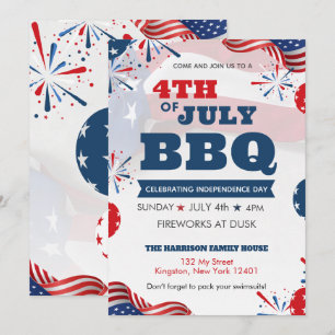 Rood Wit Blauw Juli 4de Feest BBQ Viering Kaart