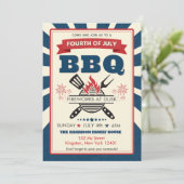 Rood Wit Blauw Juli 4de Feest BBQ Viering Kaart (Staand voorkant)