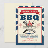 Rood Wit Blauw Juli 4de Feest BBQ Viering Kaart (Voorkant / Achterkant)
